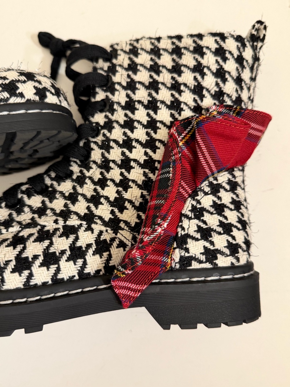 Torrid Betsey Johnson Houndstooth Combat Ruffle Boot (Sz 10 WW) - Picture 9 of 14